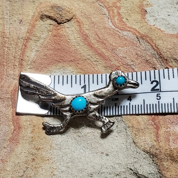 Turquoise Roadrunner Bird Brooch! - Picture 4 of 8